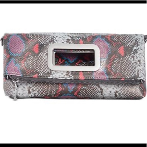 INC International Concepts Handbags - Snake embossed INC Open Handle Clutch Crossbody